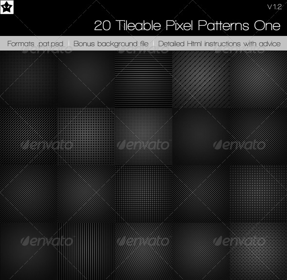 20 Tileable Pixel Patterns 1