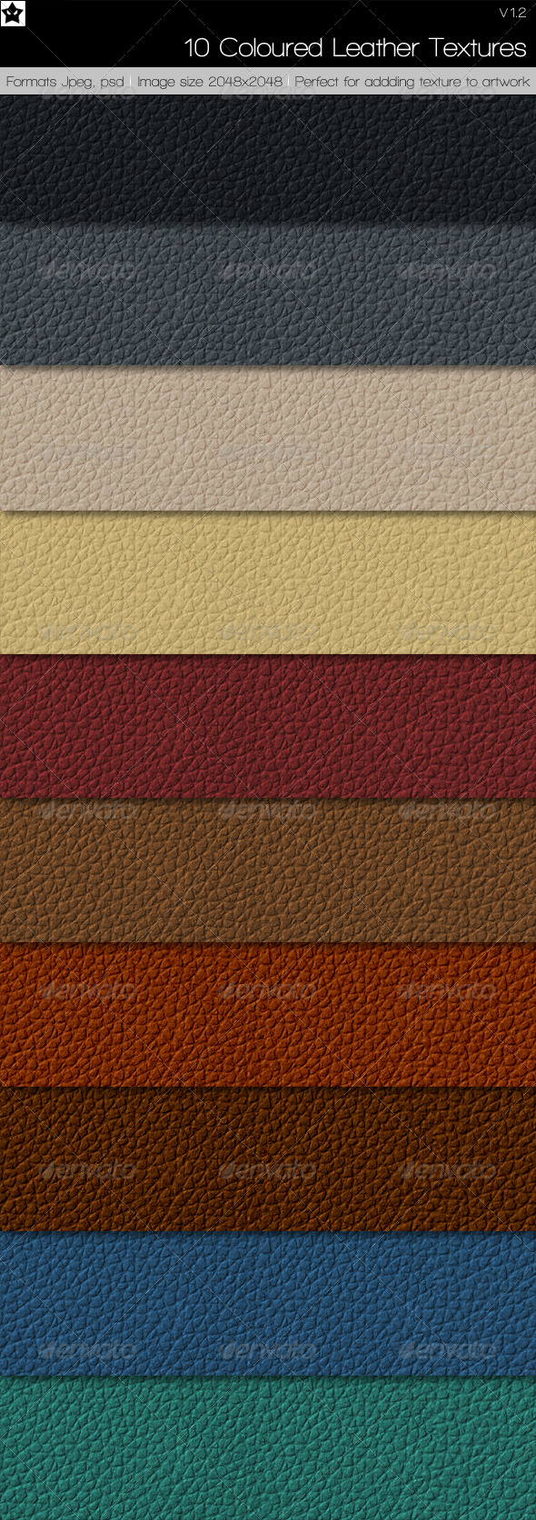 Ten coloured Leather Textures