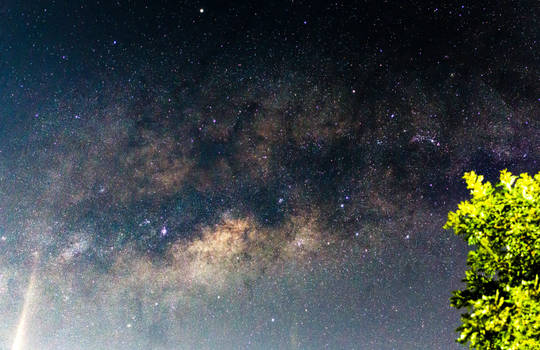 Moon flare over the Milky Way