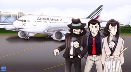 Lupin sansei the gang near A330 Airfrance