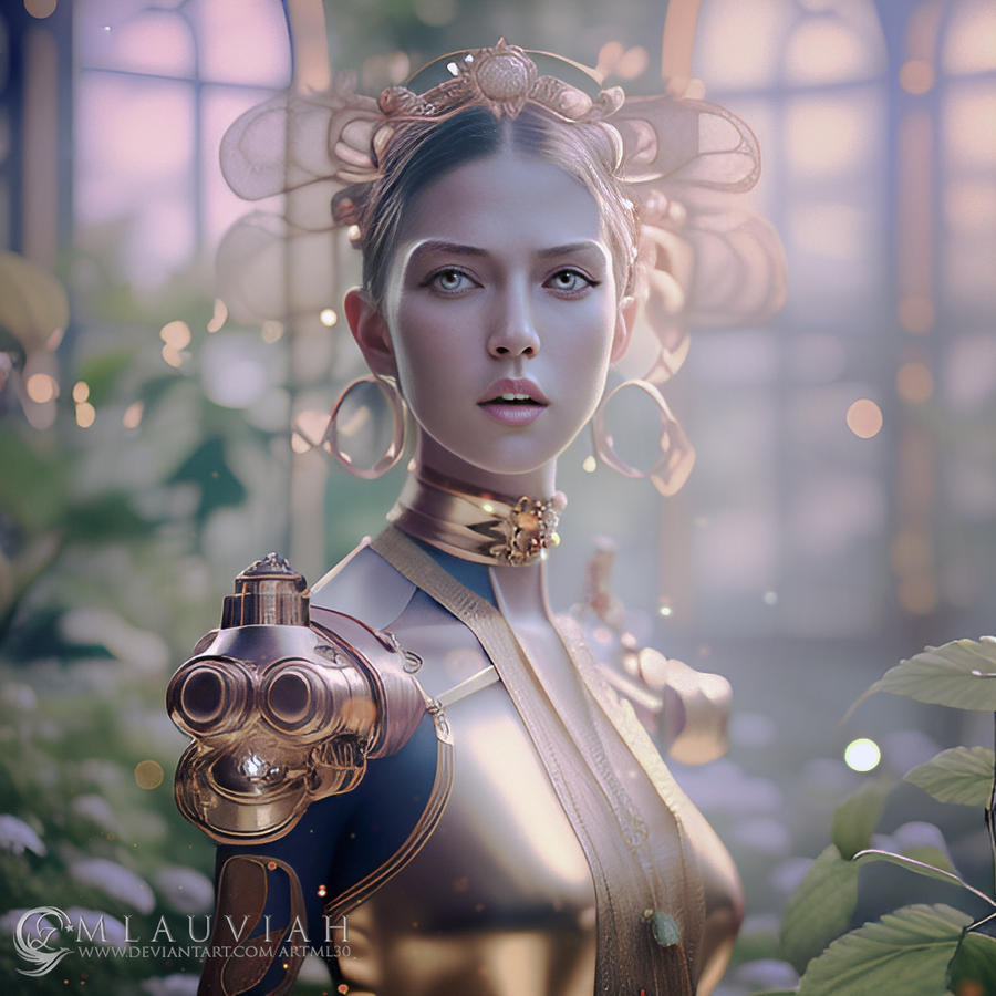 Cyborg Anna works at Florist by ArtML30 on DeviantArt