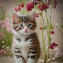 Cat Kitten in Flowers