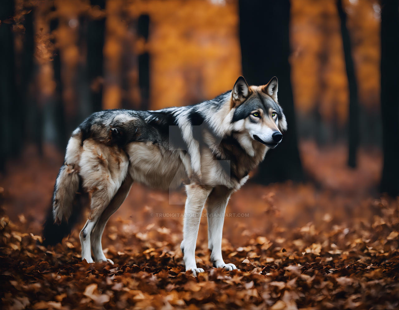 Autuum Wolf Wolf in an Autumn Forest by TruDigitaLight on DeviantArt