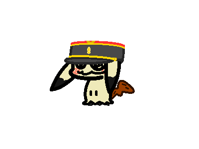 Chibi Mimikyu, wearing a french military cap