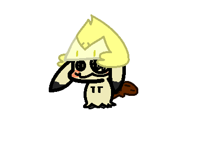 Chibi Mimikyu, wearing a Yellow Pearl hat