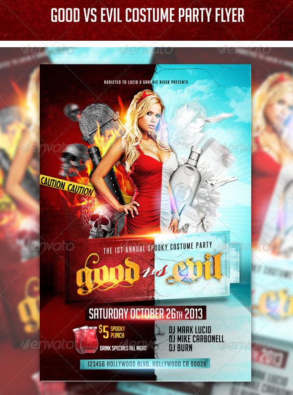 Good vs Evil Halloween Costume Party PSD Flyer