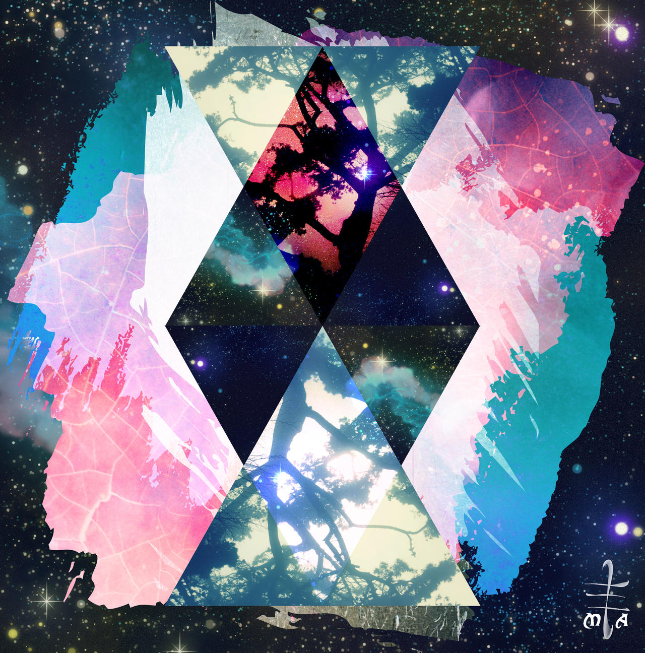 Galaxy Hipster Triangle Thing by thechangelingmedusa