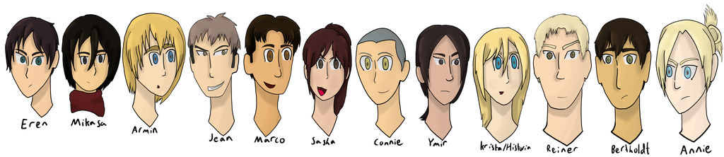 AoT Heads by littlegirlfandom on DeviantArt