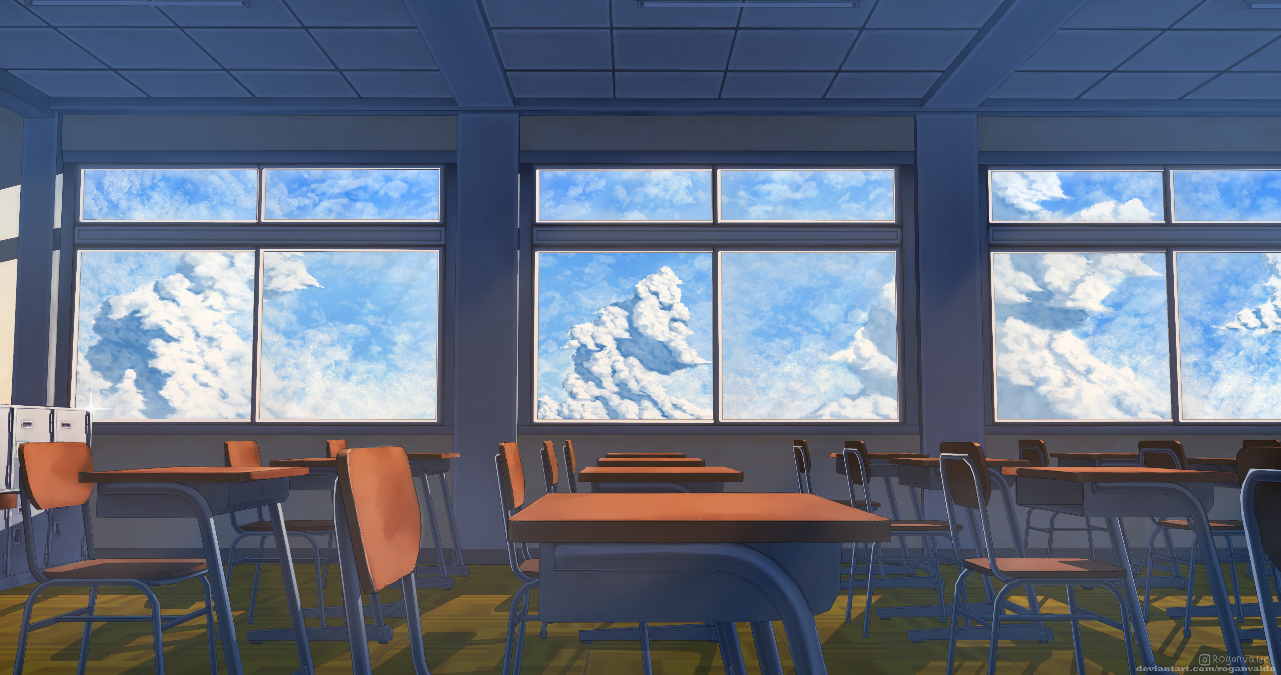 Premium AI Image  Anime Classroom Background without People at Sunset in  The Afternoon Scene