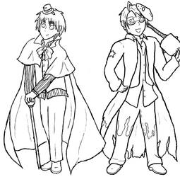 England and America in Halloween Costumes-Outline