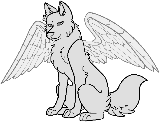 pix Wolf Base With Wings winged wolf mspaint lineart by birritan