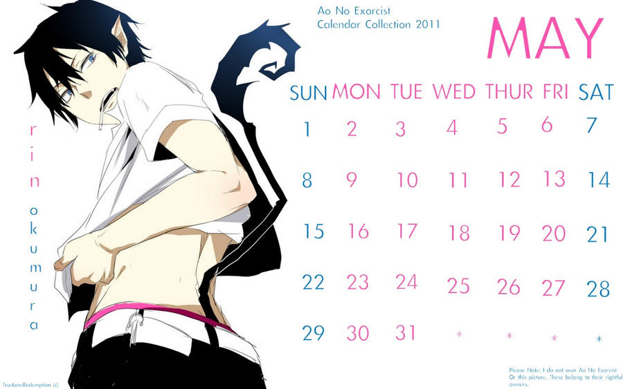 Ao No Exorcist Calendar MAY