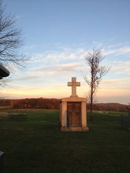 Shadow on mausoleum.