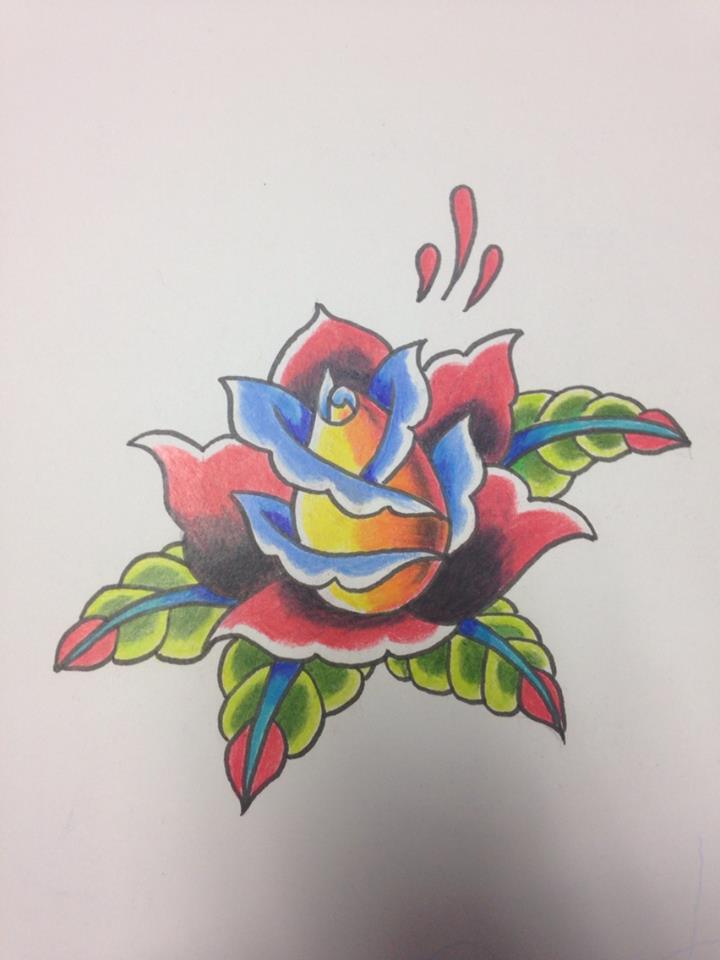 traditional rose tattoo