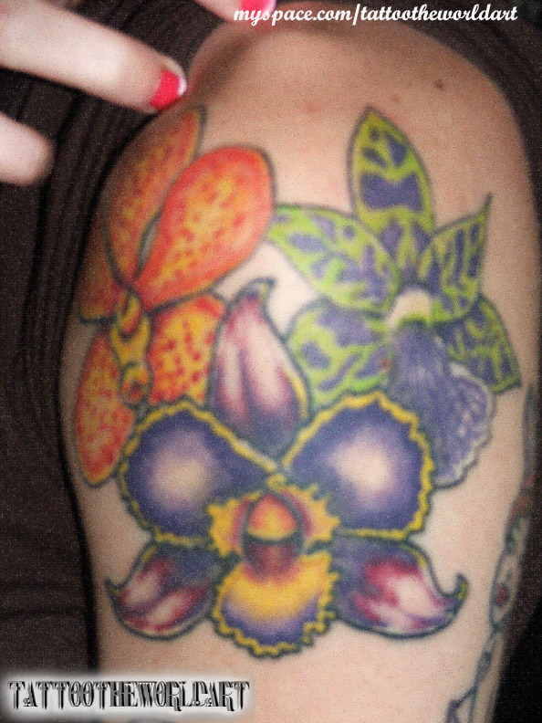 orchid shoulder tattoo