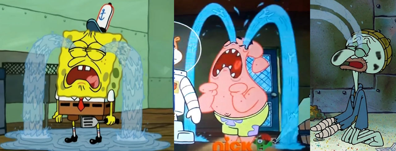 SpongeBob, Patrick and Squidward Crying