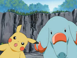 Pikachu and Phanpy Are Curious