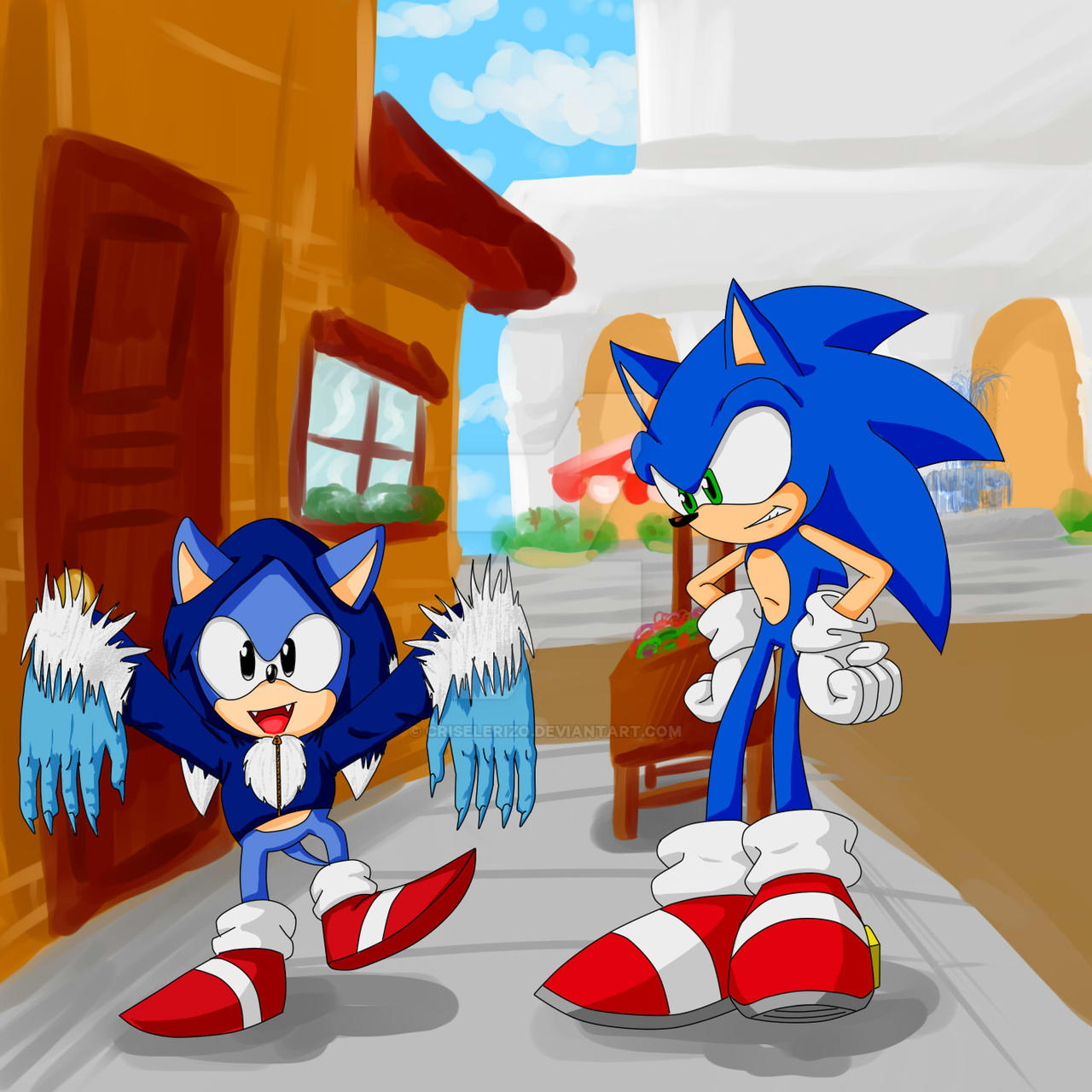 Sonic Generations Modern Sonic Meets Classic Sonic sonic classic and sonic modern in spagonia by criselerizo on DeviantArt