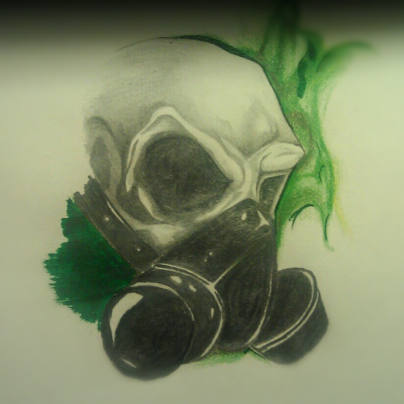 Skull with gas mask