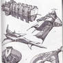 Some more random Spaceship sketches in sketchbook