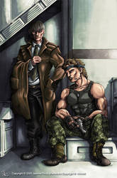 Grey Fox and Solid Snake