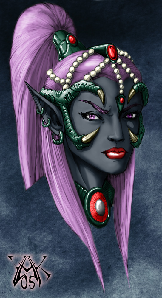 Commission: Drow Head Color