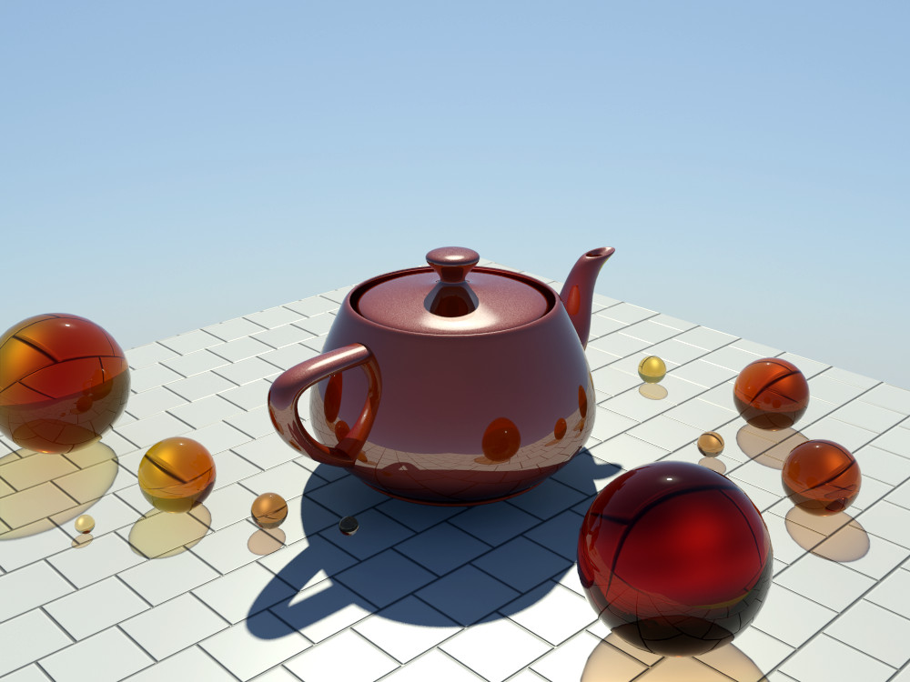 Teapot, Glass balls and shadow