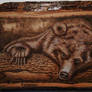 Save the bear - Pyrography ( walnut cm. 40 x 30 )