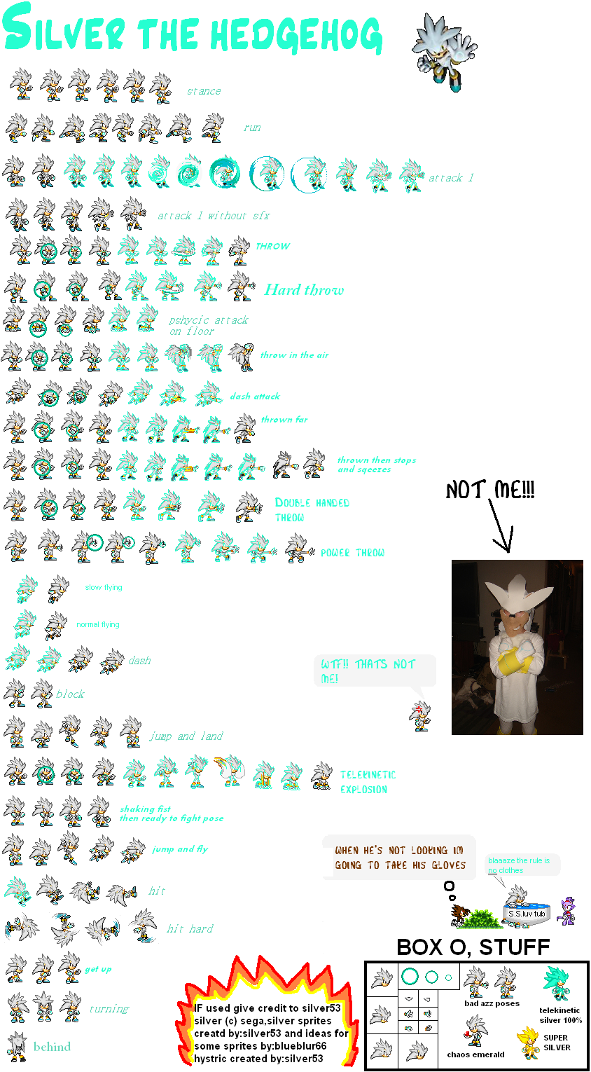 Classic Silver The Hedgehog Sprites