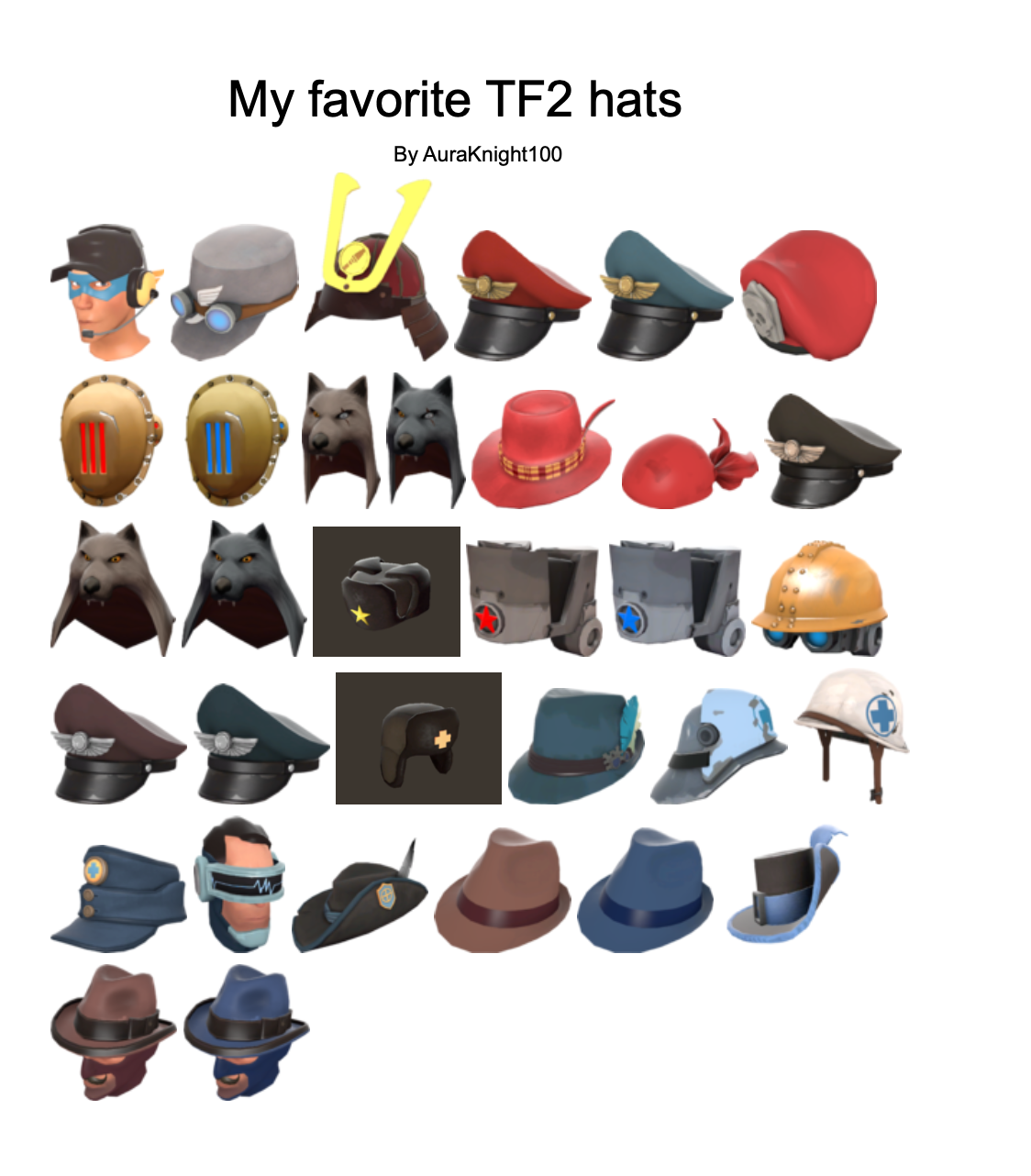 My favorite TF2 hats by AuraKnight100 on DeviantArt