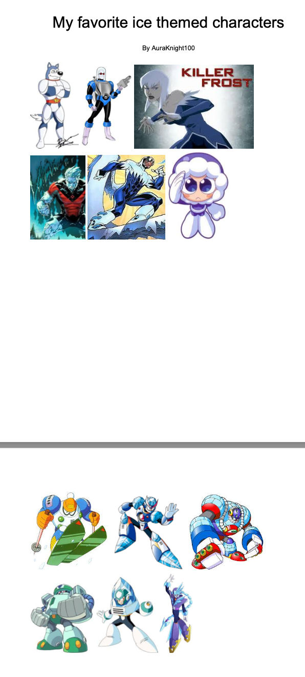 Ice Characters Background My favorite ice themed characters chart by AuraKnight100 on DeviantArt
