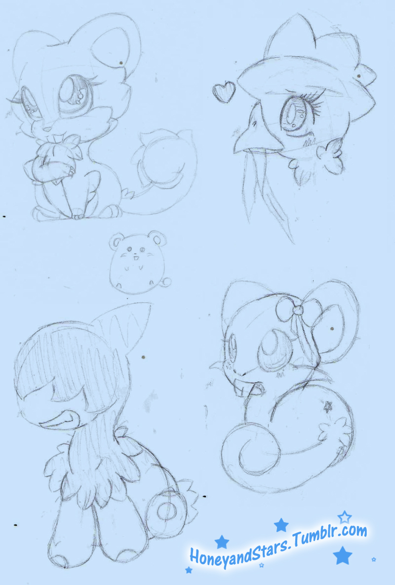 Blue Pokemon Sketches