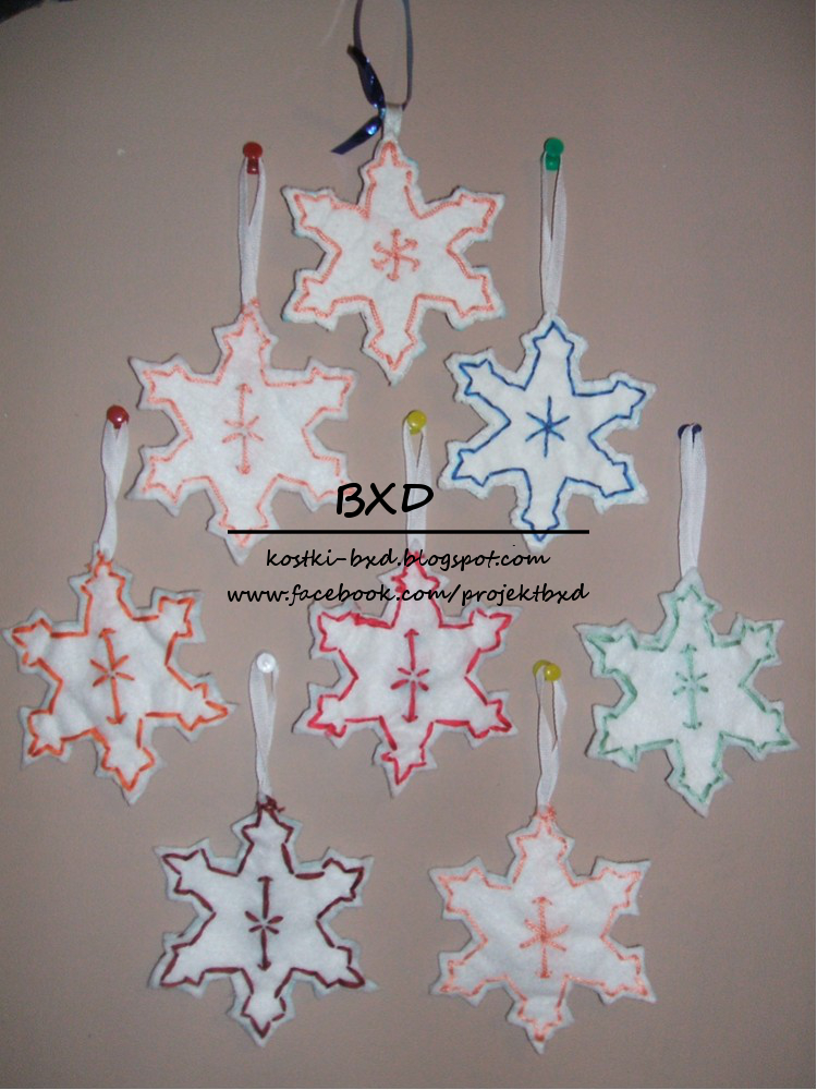 Snowflakes - felt christmas ornaments