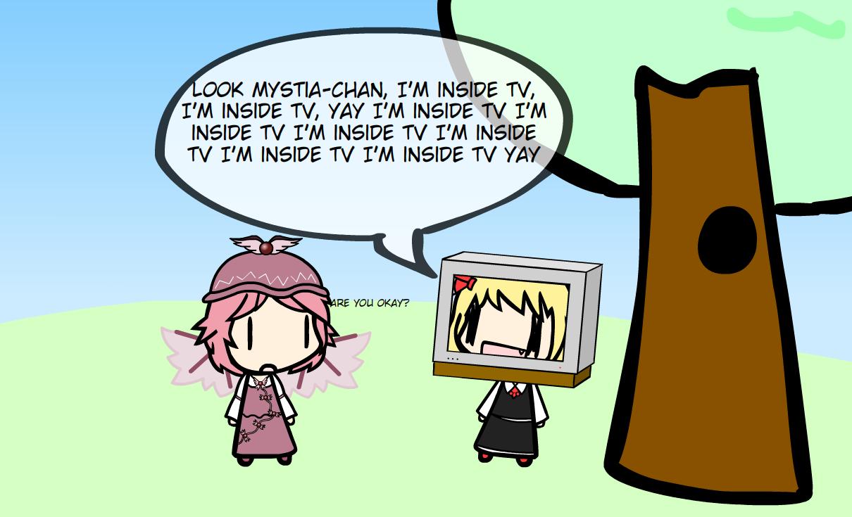 Rumia head stuck inside TV