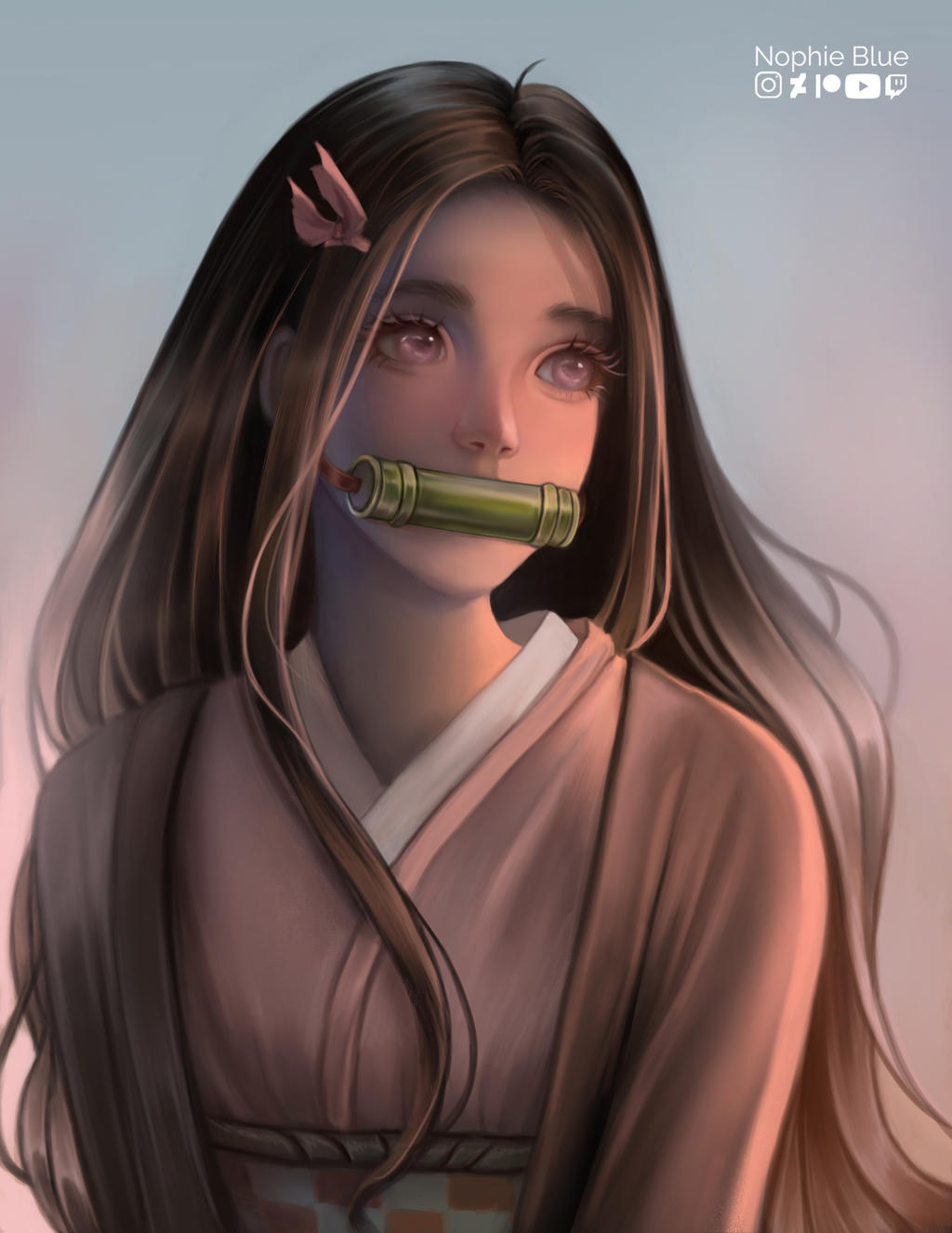 Nezuko Fanart by Nophie-Blue on DeviantArt