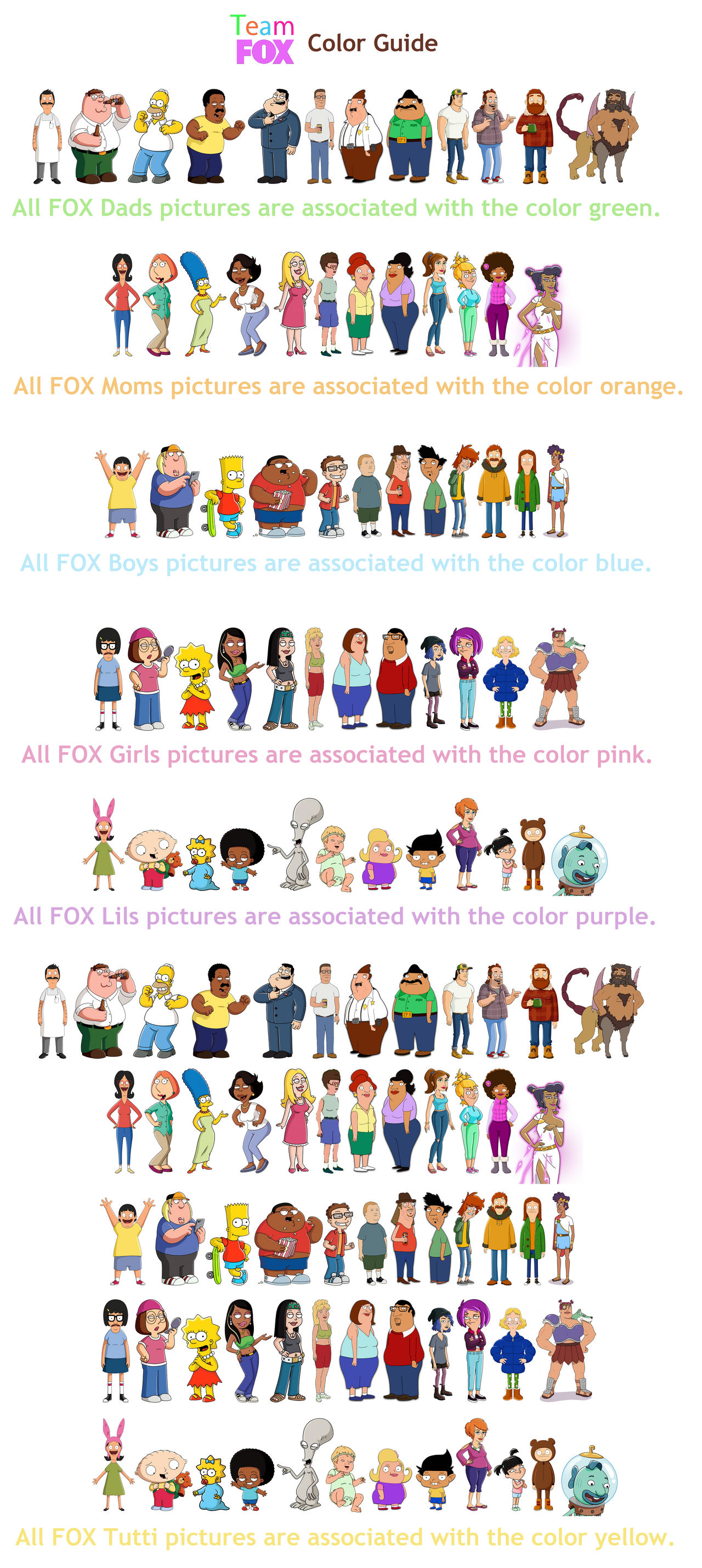 Fox Color Guide Team FOX Color Guide by Dtuazon10 on DeviantArt