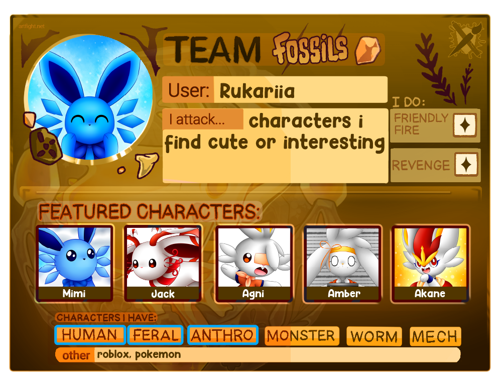 2025 Art Fight Team Fossils Card by Rukariia on DeviantArt