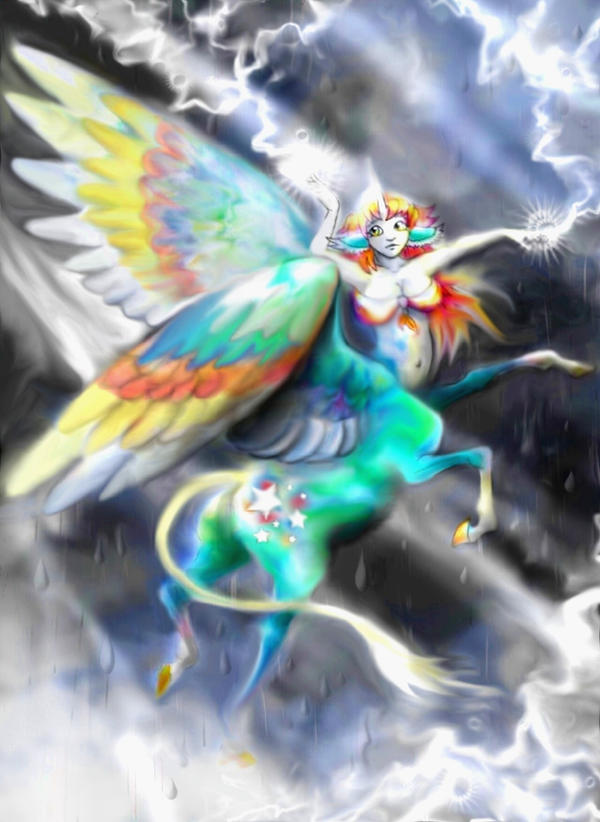 Clouds, Lightning, Rainbow by LilleahWest on DeviantArt