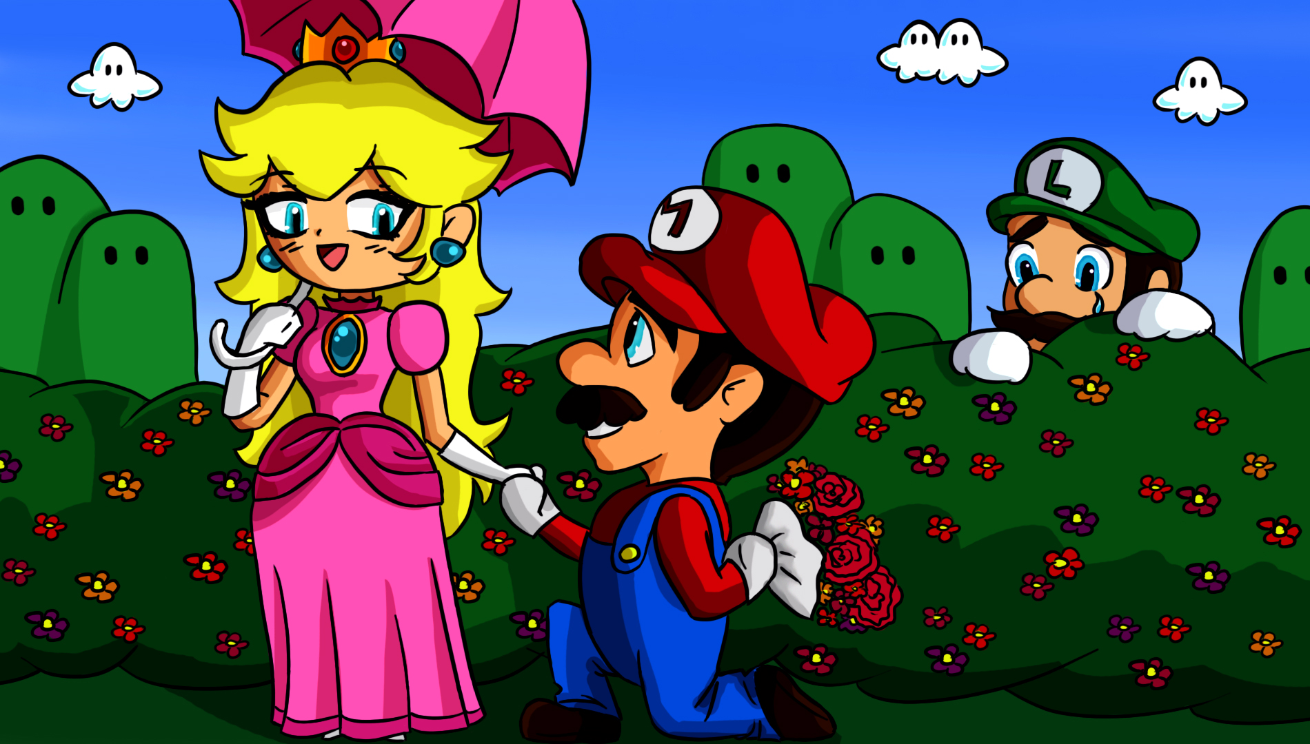 Mario and Peach happy time