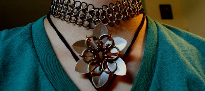 Chain Maille Lotus Necklace