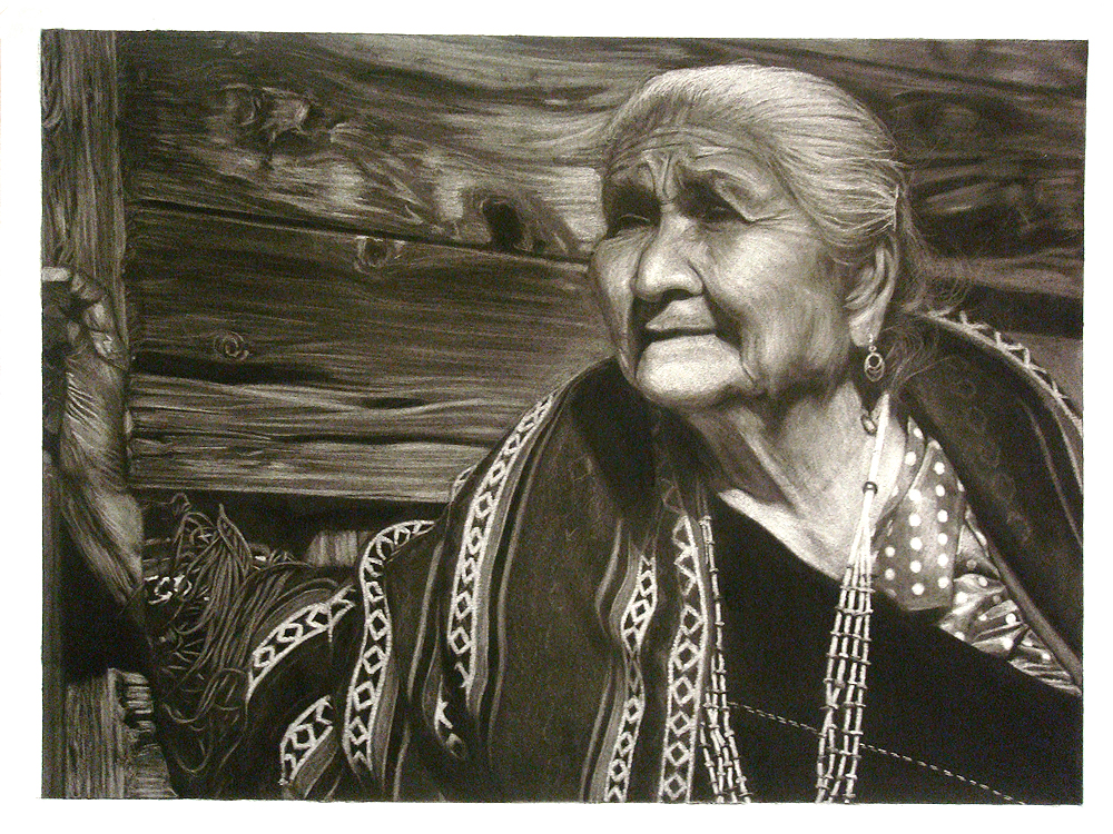 charcoal reveral - Hopi woman