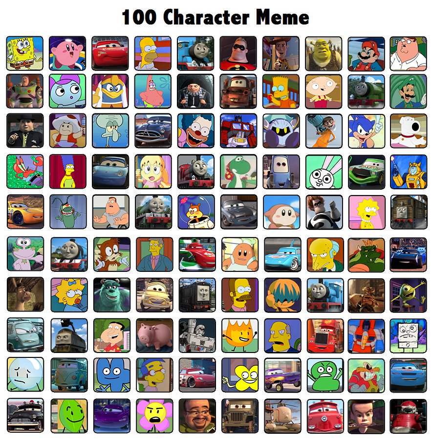 100 Character Meme by RedKirb on DeviantArt