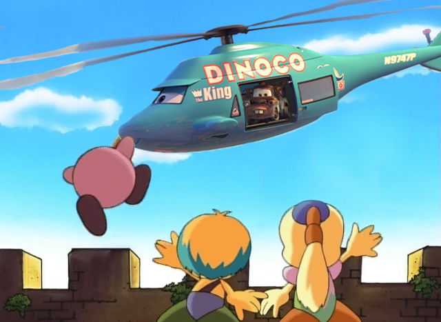 Kirby, Tiff, and Tuff waving at Mater by RedKirb on DeviantArt