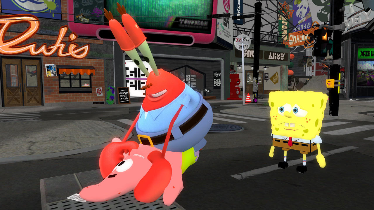 Mr. Krabs choking Patrick by RedKirb on DeviantArt