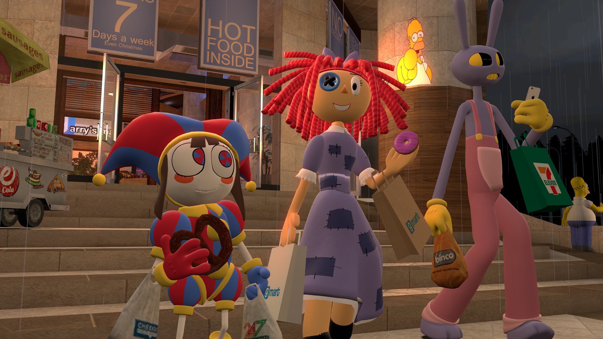 Walk Ragtha Pomni, Ragatha, Jax walking out of the Mall by RedKirb on DeviantArt