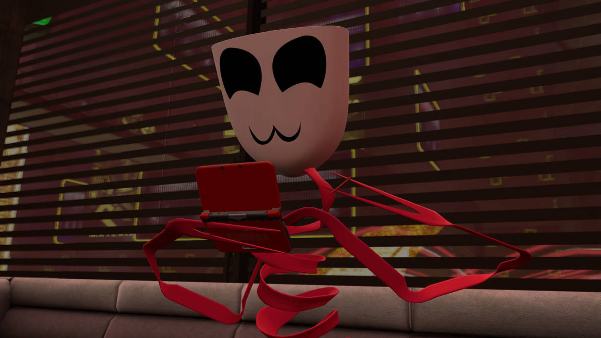 Gangle playing her 3DS by RedKirb on DeviantArt