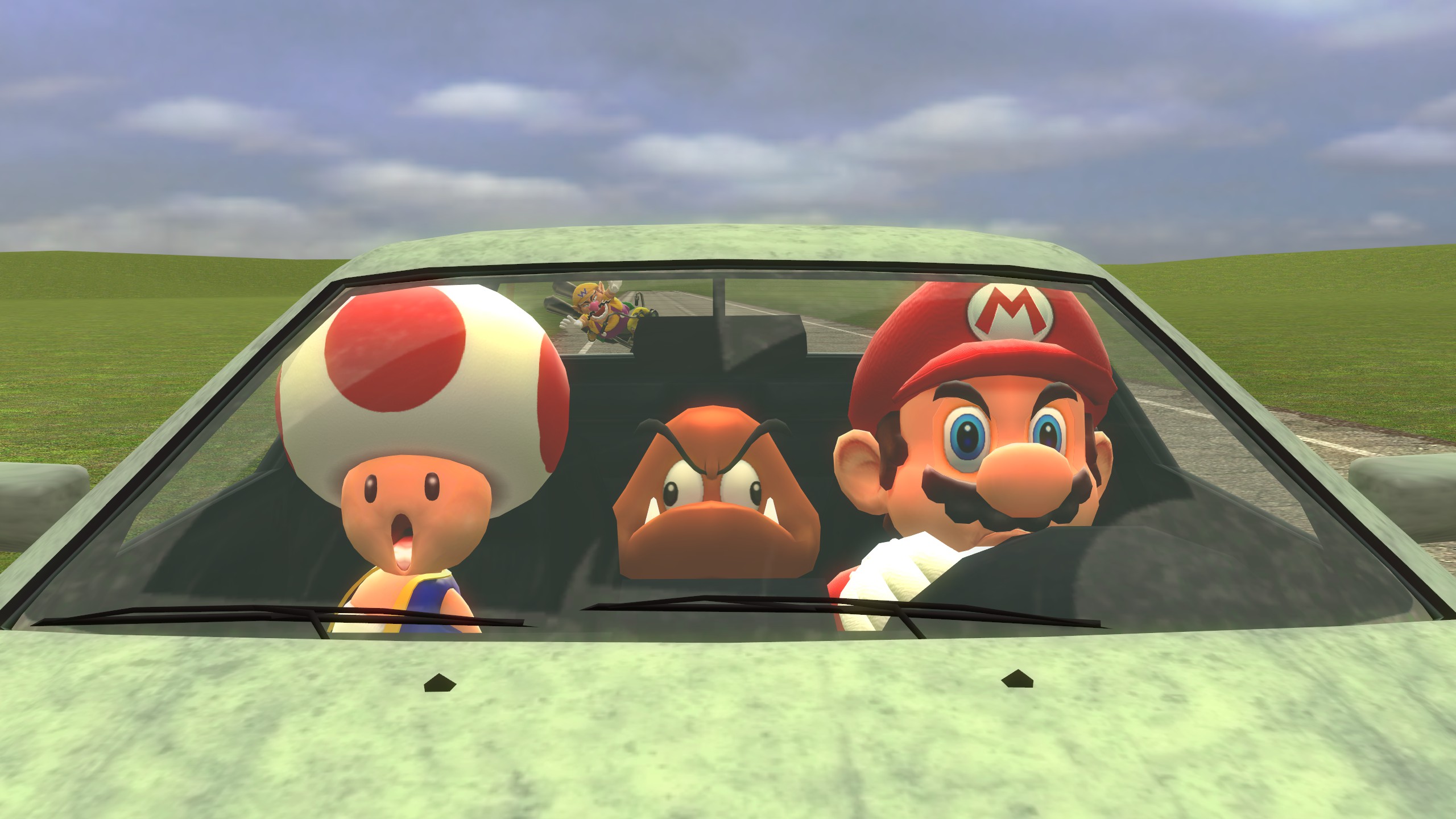 Topad Car Mario, Toad, and Goomba in a car by RedKirbDaRedPuffball on DeviantArt
