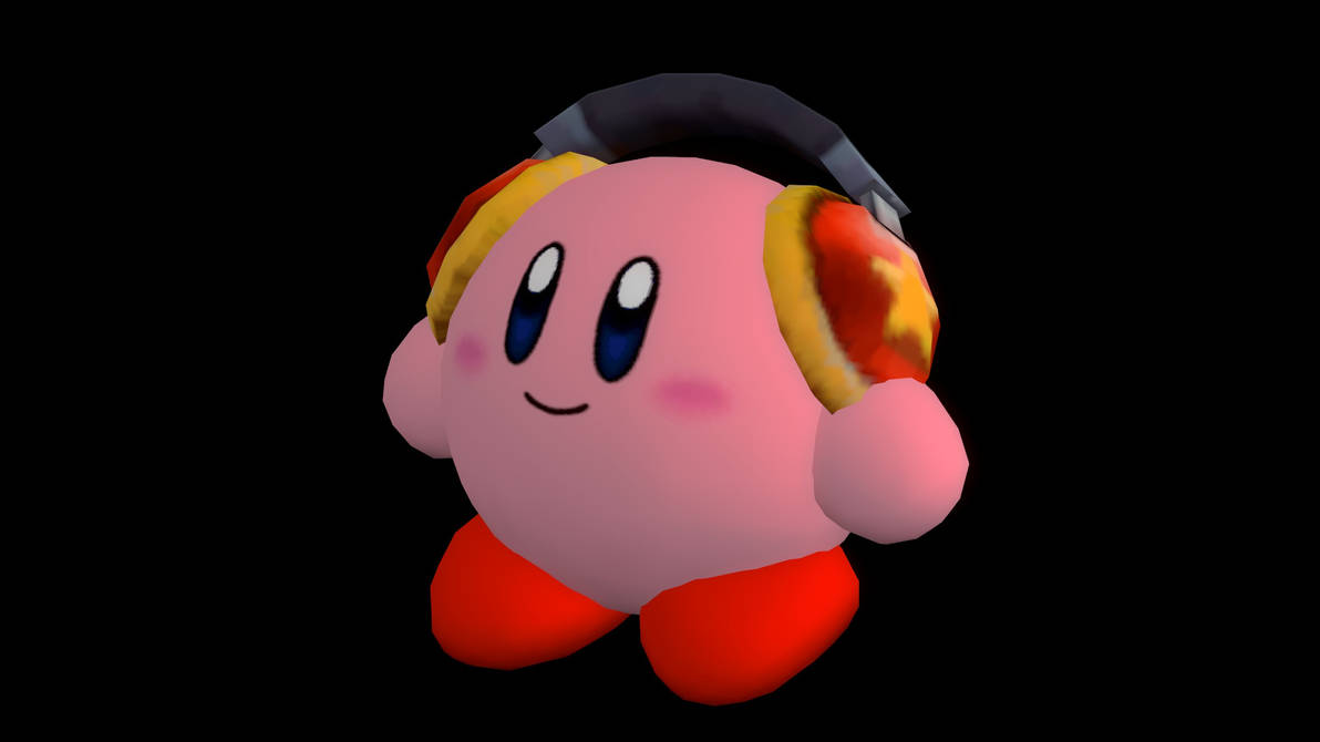 Kirby wearing Headphones by RedKirbDaRedPuffball on DeviantArt