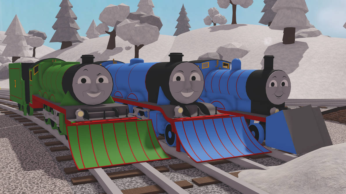 The Three Railway Engines with Snow Ploughs by RedKirbDaRedPuffball on ...
