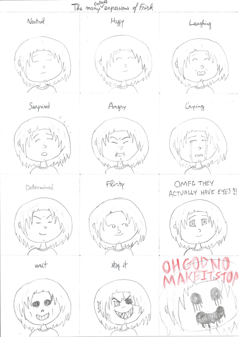 Frisk Expression The many (actual) expressions of Frisk (uncolored) by Tagpower on ...